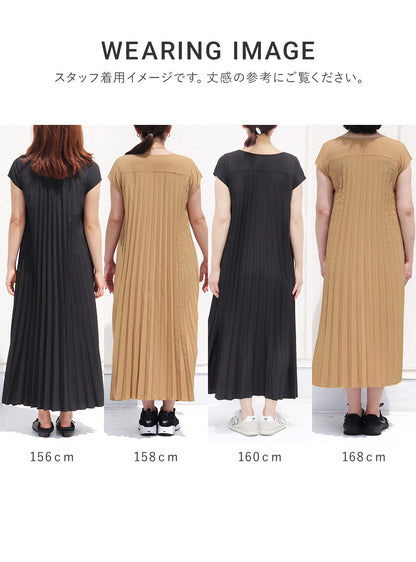 先行予約|産前産後対応授乳口付きプリーツワンピース フリーサイズ